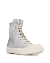 Baskets montantes en toile argentées Rick Owens DRKSHDW