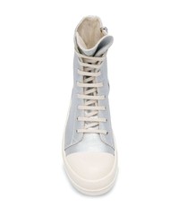 Baskets montantes en toile argentées Rick Owens DRKSHDW