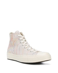 Baskets montantes en toile beiges Converse