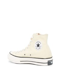 Baskets montantes en toile beiges Converse