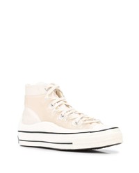 Baskets montantes en toile beiges Converse