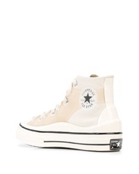 Baskets montantes en toile beiges Converse