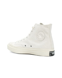 Baskets montantes en toile beiges Converse