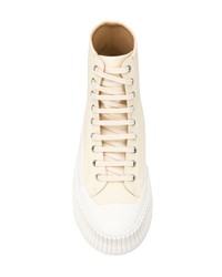 Baskets montantes en toile beiges Jil Sander