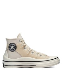 Baskets montantes en toile beiges Converse