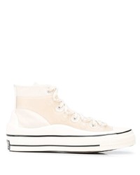 Baskets montantes en toile beiges Converse