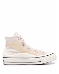 Baskets montantes en toile beiges Converse