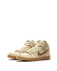 Baskets montantes en toile beiges Nike