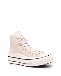 Baskets montantes en toile beiges Converse