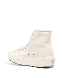 Baskets montantes en toile beiges Superga