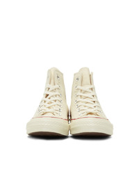 Baskets montantes en toile beiges Converse