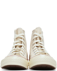 Baskets montantes en toile beiges Converse