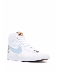 Baskets montantes en toile blanc et bleu Nike