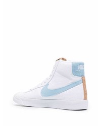 Baskets montantes en toile blanc et bleu Nike