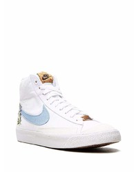 Baskets montantes en toile blanc et bleu Nike