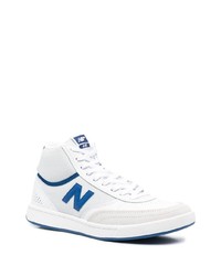 Baskets montantes en toile blanc et bleu New Balance