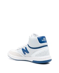 Baskets montantes en toile blanc et bleu New Balance