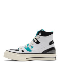 Baskets montantes en toile blanc et bleu Converse