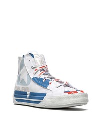 Baskets montantes en toile blanc et bleu Converse