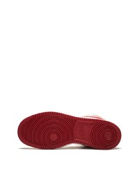 Baskets montantes en toile blanc et rouge Jordan