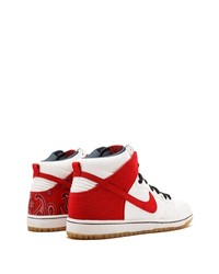 Baskets montantes en toile blanc et rouge Nike