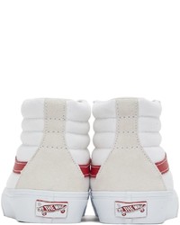 Baskets montantes en toile blanc et rouge Vans