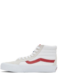 Baskets montantes en toile blanc et rouge Vans