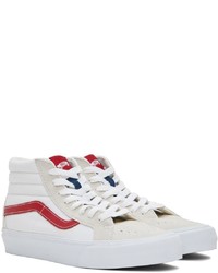 Baskets montantes en toile blanc et rouge Vans