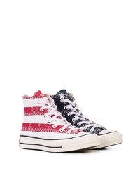 Baskets montantes en toile blanc et rouge Converse X JW Anderson