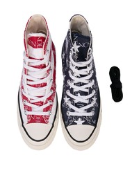 Baskets montantes en toile blanc et rouge Converse X JW Anderson