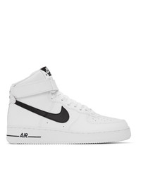 Baskets montantes en toile blanches et noires Nike