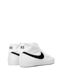 Baskets montantes en toile blanches et noires Nike