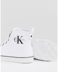 Baskets montantes en toile blanches Calvin Klein