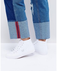 Baskets montantes en toile blanches Fred Perry