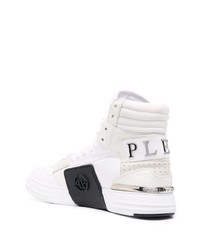 Baskets montantes en toile blanches Philipp Plein