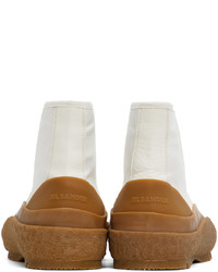 Baskets montantes en toile blanches Jil Sander