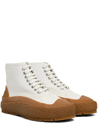 Baskets montantes en toile blanches Jil Sander