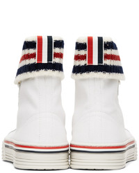 Baskets montantes en toile blanches Thom Browne