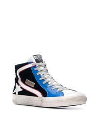 Baskets montantes en toile bleu marine et blanc Golden Goose