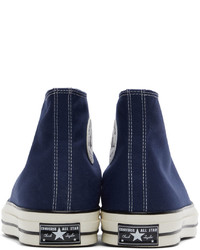 Baskets montantes en toile bleu marine et blanc Converse