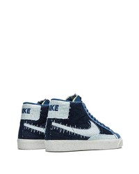 Baskets montantes en toile bleu marine et blanc Nike