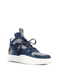 Baskets montantes en toile bleu marine Philipp Plein