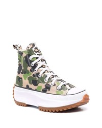 Baskets montantes en toile camouflage beiges Converse