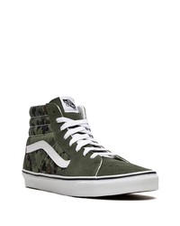 Baskets montantes en toile camouflage vert foncé Vans