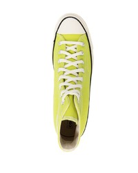 Baskets montantes en toile chartreuses Converse