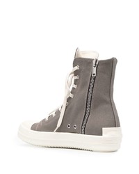 Baskets montantes en toile grises Rick Owens DRKSHDW