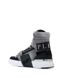 Baskets montantes en toile grises Philipp Plein