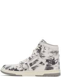 Baskets montantes en toile imprimé tie-dye grises Amiri