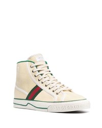 Baskets montantes en toile imprimées beiges Gucci