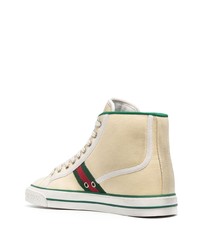 Baskets montantes en toile imprimées beiges Gucci